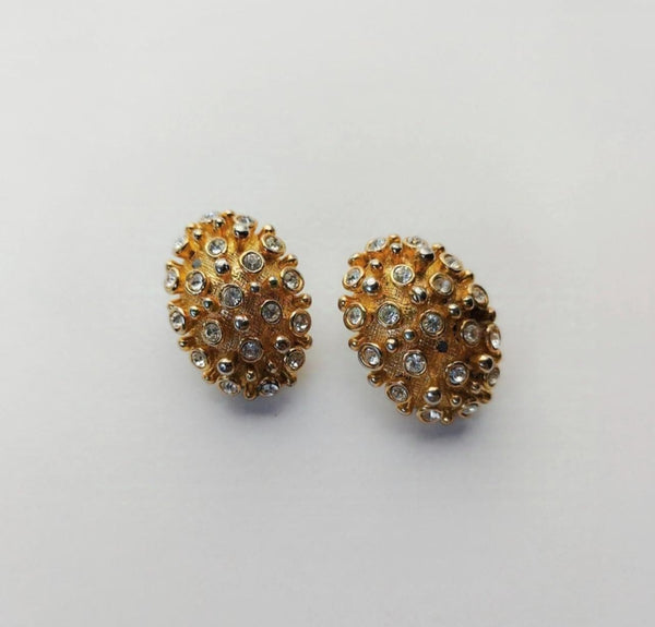 Gold Hedgehog Strass earrings