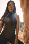 Long Joy Dress in Black Mousseline