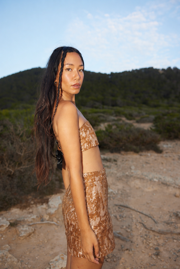Angie Mini Bustier in  Bronze Camouflage