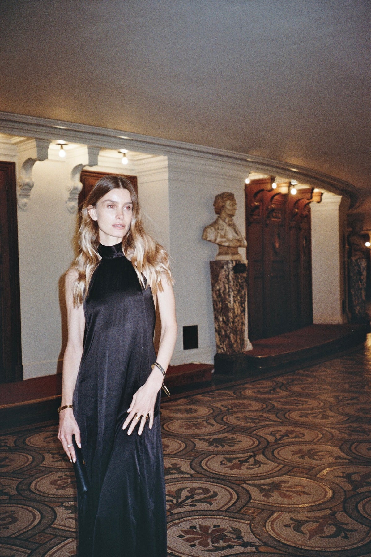 Long Joy Dress in Black Satin