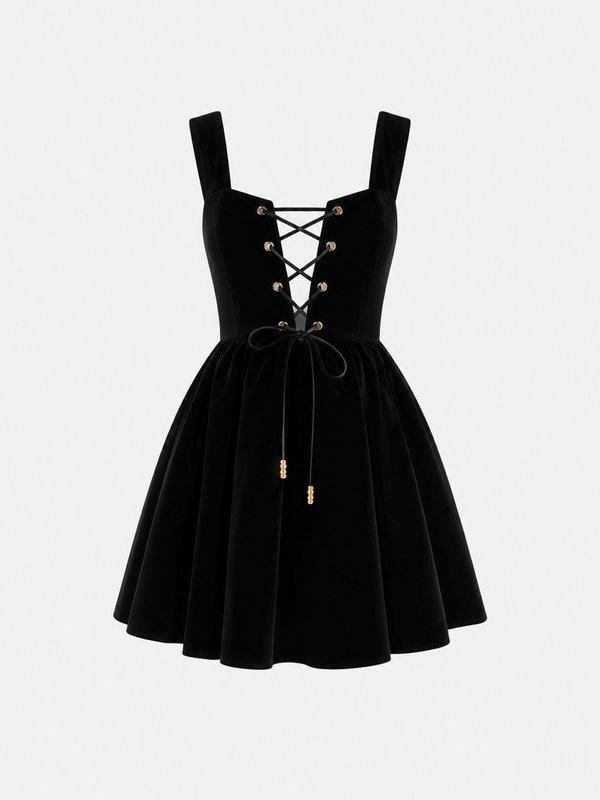 Ariane Dress in Black Velvet