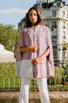 Cape pink tweed— upcycled luxury cape handmade in Paris by The Ethiquette