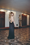 Long Joy Dress in Black Satin