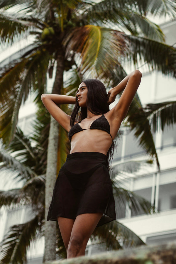 mini skirt in black mousseline   — upcycled fashion by The Ethiquette Paris