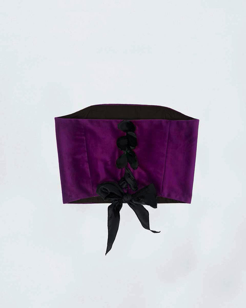 Coco bustier in Magenta tweed  — sustainable luxury corset top The Ethiquette